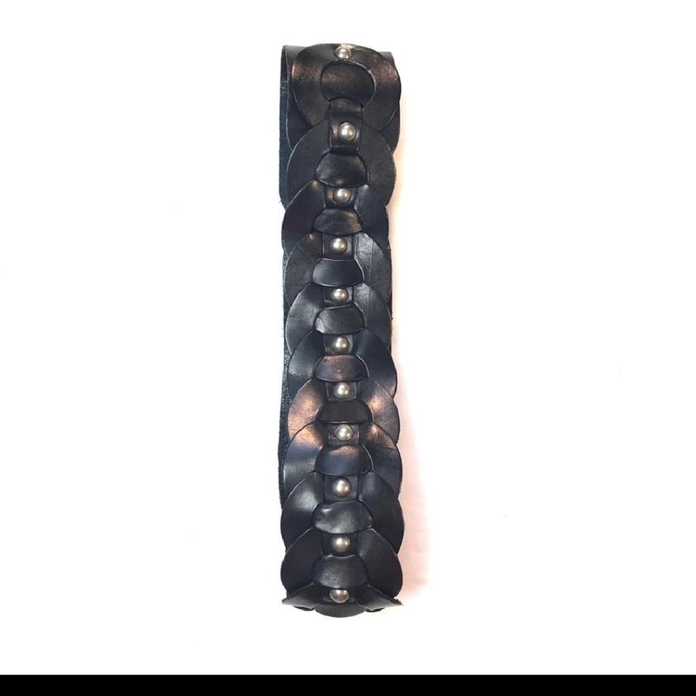 Betsey Johnson Black Leather Studded Belt - Picture 2 of 7